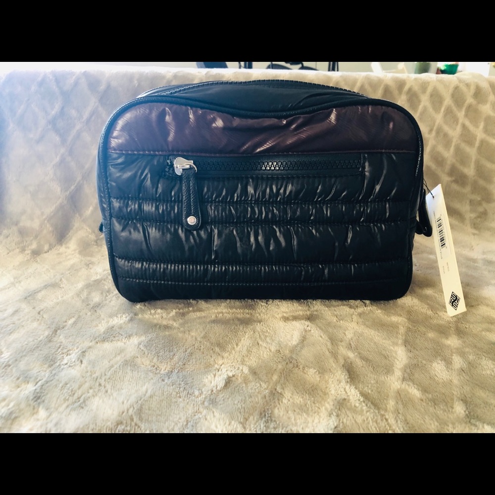 Black and Brown puffy cosmetic Bag